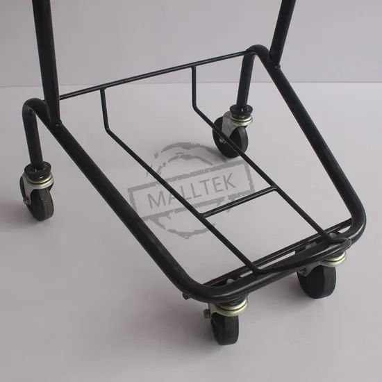 Wheeled Store 2 Tiers Metal Material Shopping Cart with Two Baskets - Image 3