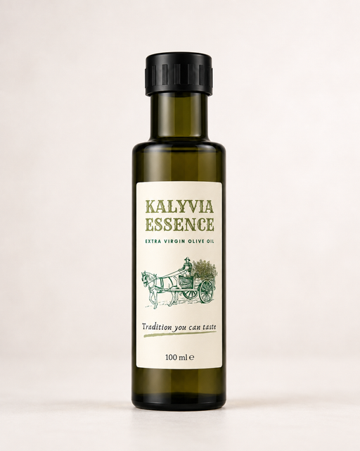 Kalyvia Essence Greek Extra Virgin Olive Oil – 100ml Dorica Glass Bottle - Image 1