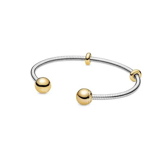 Fashion Snake Bone Rose Gold Square Pando-Ra S925 Sterling Silver Open Bangle - Image 6