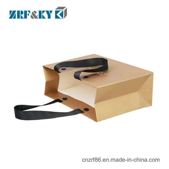 Custom Printed Cardboard Shopping Paper Bags with Flat Rivet Handle - Image 6