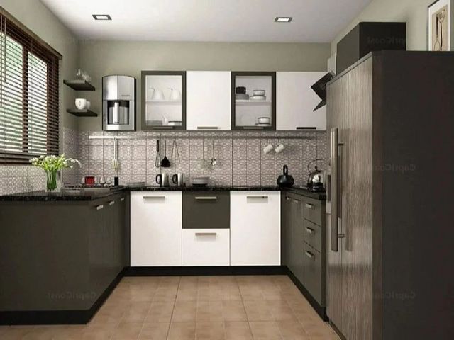 U Shaped Modular Kitchen Material Wooden Appearance Modern Kitchen Design U-Shape Door Finish PVC (molded) Design Modern U-shaped - Image 3