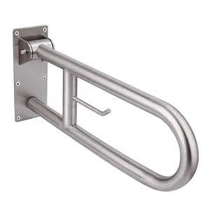 Safety Rails Grab Bar Toilet Handrails Hand Grips Handle Sample Free OEM Welcome Length 750mm Color Silver Folded Folded - Image 5
