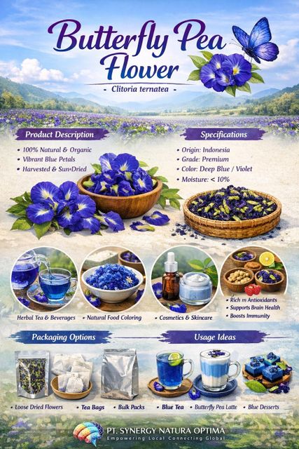 Butterfly Pea Flower Origin Indonesia Features Organic Product Type Spices, Seasonings & Flavors - Image 1