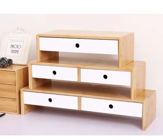 Bamboo Monitor Stand Riser Laptop Stand Riser for Apartments Office Home Use - Image 3