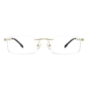 Tc-009 Sleek Gold Titanium Rimless Eyeglasses Elegant Rimless Optical Frames - Image 1
