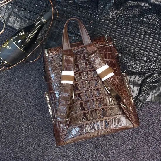 Dropship Genuine Crocodile Leather Laptop Bag Backpack - Image 2
