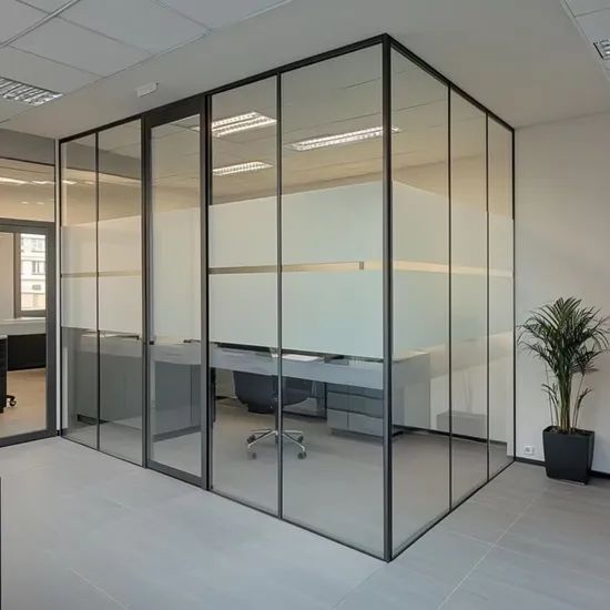Clear Glass Partition for Office Color Black Origin China Condition New Material Metal HS Code 7008001000 Style Modern, - Image 6