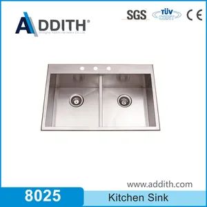 Stainless Steel 304 Double Basin Two Bowl Handmade Sink for Kitchen - Image 1