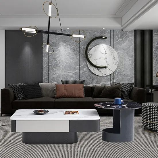 Modern Marble Top Coffee Table with Storage Function and Elegance - Image 4