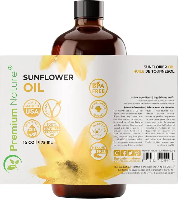 Organic Sunflower Oil Cold Pressed - Sunflower Seed Oil Unrefined Sun Flower Pure Unrefined - Image 2
