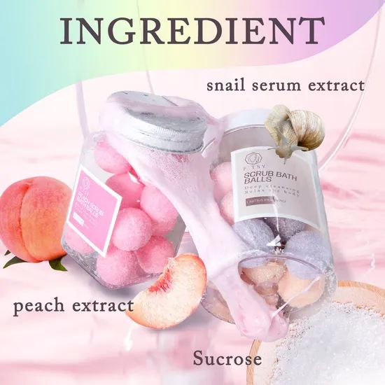 OEM/ODM Herbal Vitamin C Bath Candy Exfoliator Deep Cleansing Gentle Cleansing Sugar Scrub Balls - Image 3