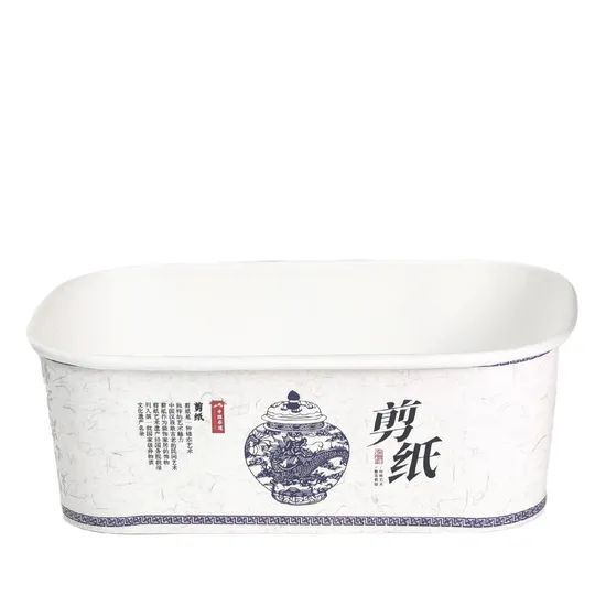 Rectangular Paper Bowl White Costom Logo Kraft Paper Bowl with Paper Lid - Image 1