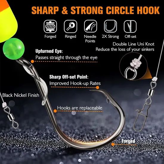 Lotus Pompano Rigs for Surf Fishing Unique T-Knot Strong Pre-Rigged Pompano Rigs Surf Fishing Rigs Saltwater with Pompano Floats with Circle Hooks - Image 4