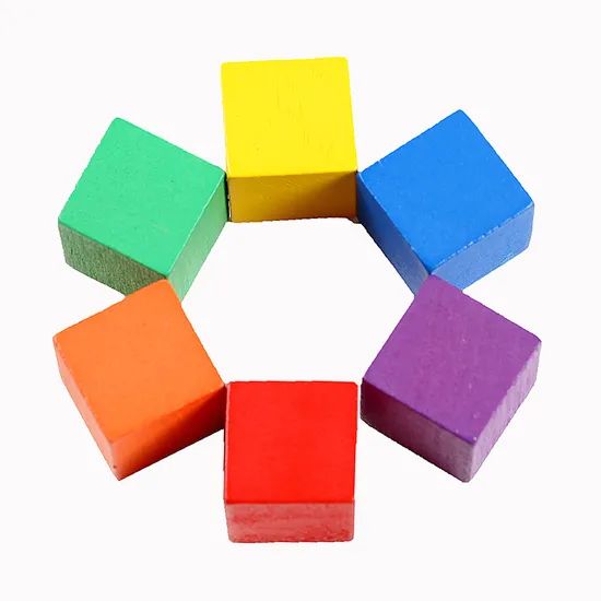 DIY Wooden Rainbow Colorful Square Cubes Building Block Stacking Toys - Image 3