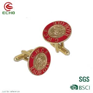 Custom Fashion Metal Crafts Cufflinks Men with Logo Color Red Trademark EK Plating Gold Style Elegant OEM/ODM Accept Metal Zinc - Image 2