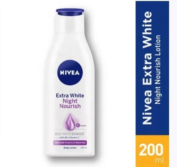 Nivea Body Cream Lotion Cream Extra White Night Nourishing Moisturizer Repair Protect Whitening Vitamin E C for Woman Al - Image 5