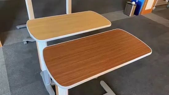 Hospital Bedside Dining Table with Casters Adjustable Height Wooden Overbed Table Price - Image 5
