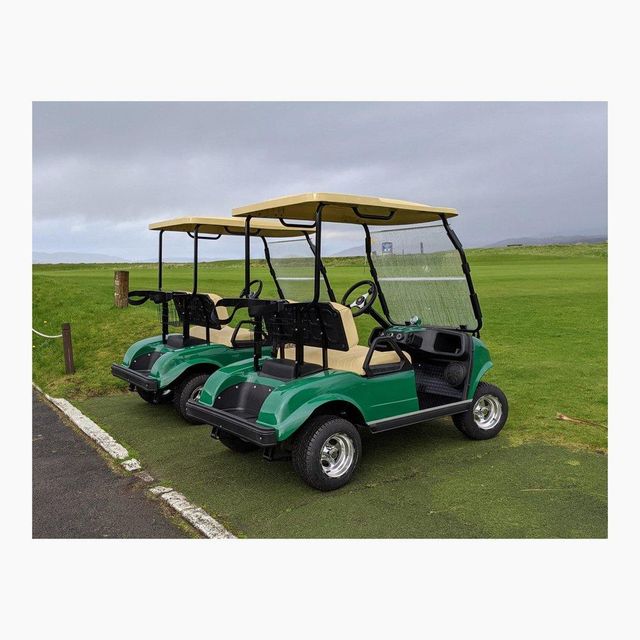 Street legal golf carts with headlights seat belts and safety features Luxury golf carts with premium seating and modern dashboard controls Used golf carts in excellent condition with affordable pricing Four seater golf carts for family and personal transportation use - Image 4