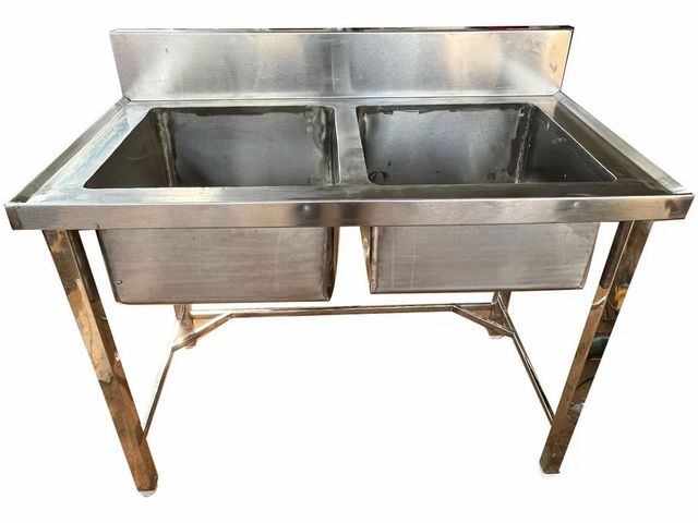 Stainless Steel Two Bowl Kitchen Sink Color Silver Shape Rectangular Material Grade SS302 Type Double Bowl Sink Finish Type Paint - Image 1