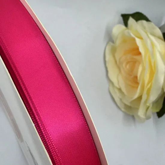 100 Polyester 15mm Single Shocking Pink Satin Ribbon for Custom Logo - Image 2
