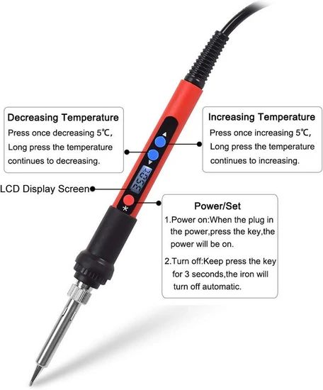 80W Digital LCD Screen Display Electronic Soldering Irons Type 1 Power 80W Heat-up Time 7s Warranty 1 Year Model NO. CJ-936S - Image 5