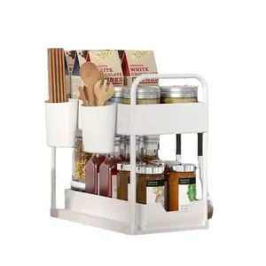 Double Layer Sliding Kitchen Storage Rack Under Sink Organizers - Image 1