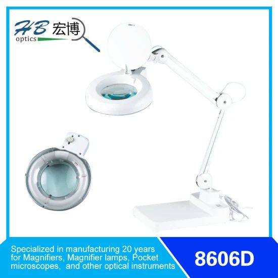 22W Circular Fluorescent Magnifying Lamp Power 22W Lens Size 5" Trademark HB Handle Metal Origin China Shape Circular Material Plastic - Image 1