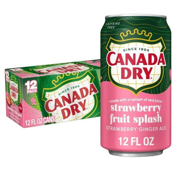CANADA DRY FRUIT SPLASH STRAWBERRY GINGER ALE CN, 12OZ/12PKX2 - Image 1