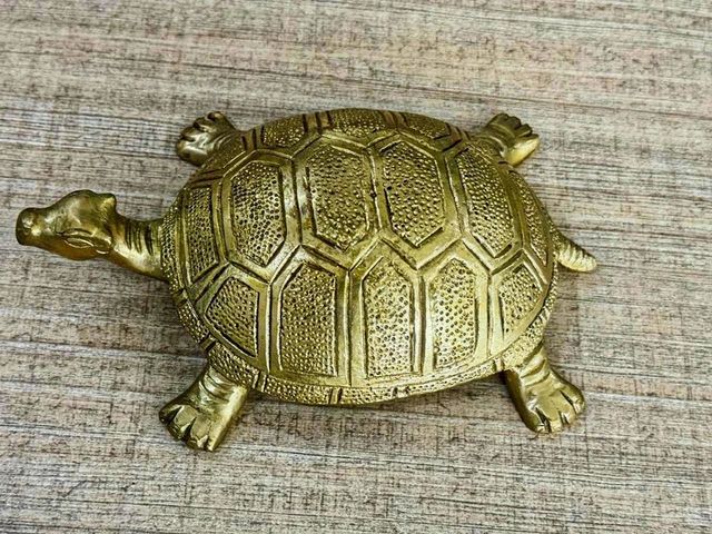 Brass Turtle Statues Weight 104gm Material Brass Color Gold Color Finishing Type Polished Usage/Application Decoration Country of Origin Made in - Image 3