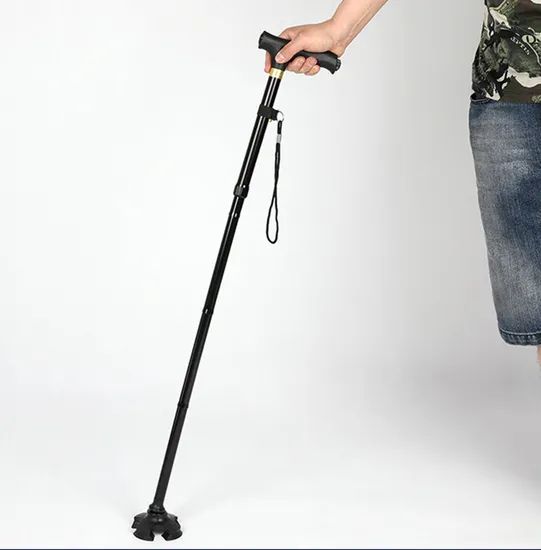 Portable Adjustable Height Crutches Foldable Walking Cane with LED Light Wyz12931 - Image 1