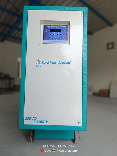 30 KVA Servo Voltage Stabilizer Brand CPS Type Automatic Capacity 30 KVA Phase Three Phase Cooling Type Oil cooled Maximum Spike Current - Image 1
