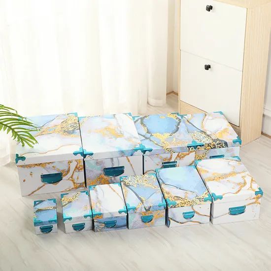 Customized Christmas Ten-Piece Set of Marble-Patterned Gift Storage Boxes - Image 3