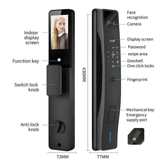 Manufacturer Tuya WiFi Multi Language Visual Intercom 3D Face Smart Door Lock - Image 5