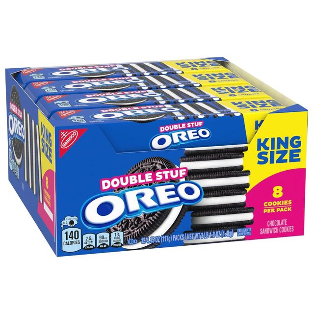 OREO Double Stuf Chocolate Sandwich Cookies, King Size, 12 Snack Packs (8 Cookies Per Pack) - Image 3