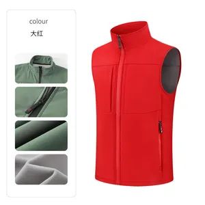 Custom Corporate Logo Fleece Softshell Vest - Multi-Pocket Lightweight Gilet - Image 4