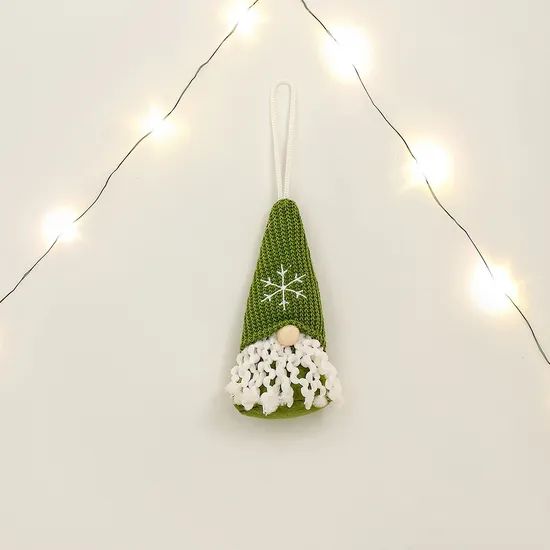 Exquisite Hand Knitted Christmas Tree Decorations Snowflake Patterned Gnome Pendant - Image 3