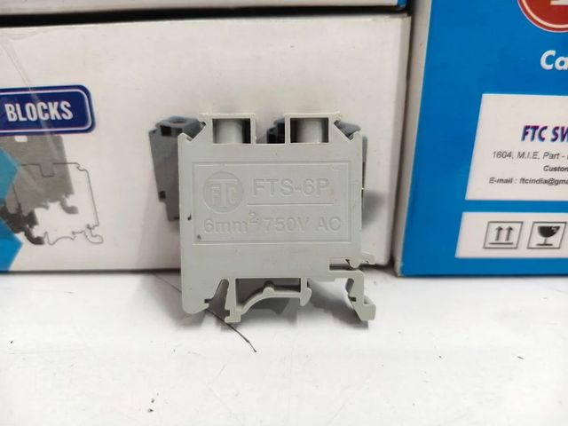6 MM FTC Terminal Blocks Color Grey Number of Poles 1 Pitch (mm) 3.81 mm Features Finger Safe Mounting Type DIN Rail Current Rating (A) 32 - Image 1