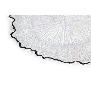 PP Material Dark Black Rim Transparent Underplate Disposable Plastic Table Decoration Charger Plate - Image 2