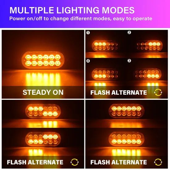 Double Row 12 LED Amber Emergency Lights - Front Grille Quick-Install - Rapid Flash, Magnetic Fit for Vans - Image 2