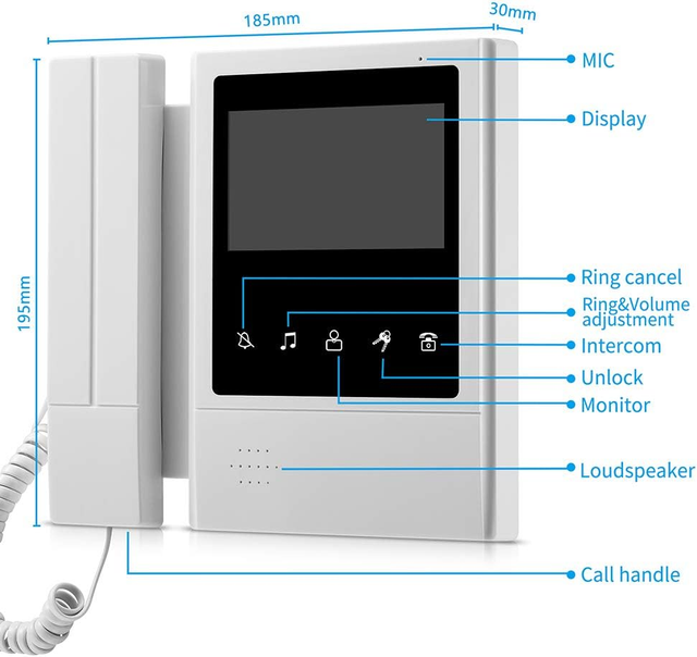 4.3" Wired Video Door Phone System with Night Vision Intercom for Home - Image 3