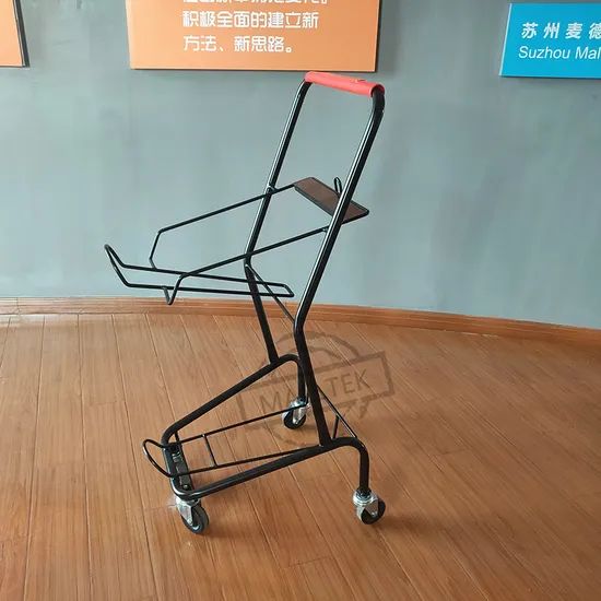 Wheeled Store 2 Tiers Metal Material Shopping Cart with Two Baskets - Image 5