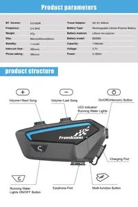 Waterproof Motorcycle Helmet Bluetooth Headset Intercom Moto Full Duplex Interphone - Image 2