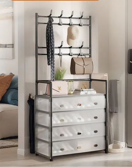 Multi-Functional Shoe Storage Coat Rack Entrance Storage Rack Floor-Standing - Image 6