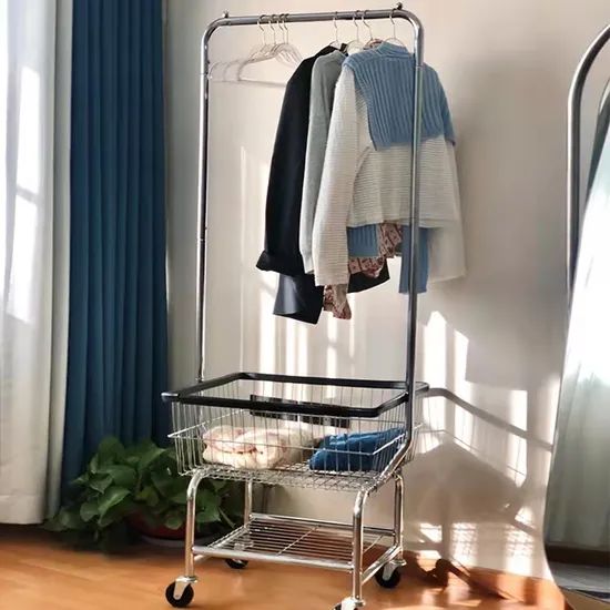 Iron Floor Hanger Indoor Coat Rack Metal Wheeled Hanger Nordic Creative Coat Rack - Image 4