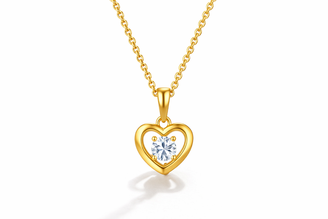 Luxury 18K Gold Plated Heart Pendant Necklace with Cubic Zirconia – Elegant Women Fashion Jewelry - Image 2