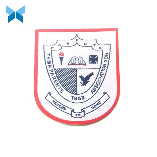 Bordure Red Border Woven Badge Accessory for Garments MOQ 1000PCS Supply Large Size Customized HS Code 5807100020 Type Self - Image 1
