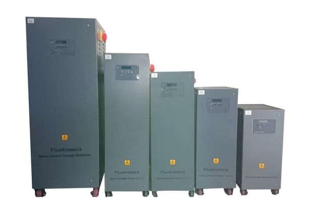 Air Cooling Three Phase Voltage Stabilizer Rating 4.5 Efficiency 98% Phase Three Phase Brand Fluxtronics Input Voltage - Image 1