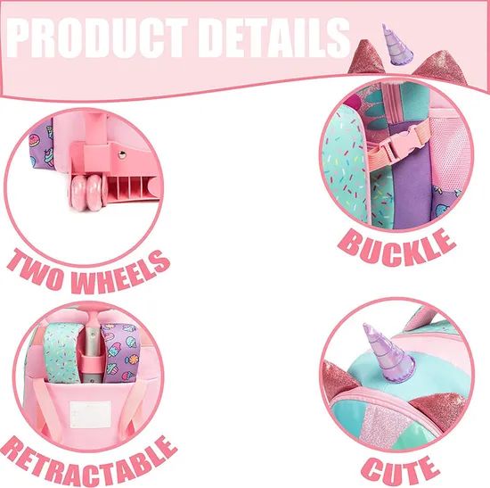 Roller Backpack with Wheels Set for Elementary Students Season All Trademark QM Gender Girls Style Cartoon Service OEM/ODM - Image 5