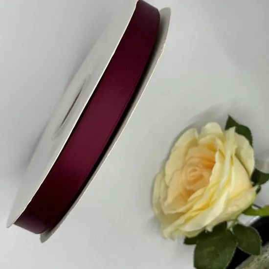 100% Polyester 15mm Single Face Wine Satin Ribbon for Custom Logo - Image 2