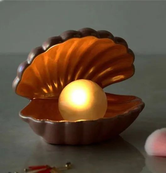 Large Vintage Ceramic Table Lamp Shell/Oyster with Pearl MOQ 1 Set Power 16-20W Style Modern Origin China Type Foldable Power Source - Image 3
